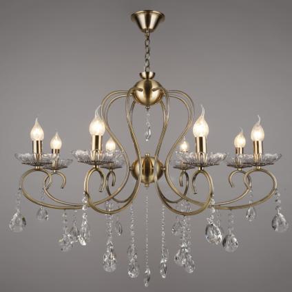 Люстра NH4462/8 AB бронза/хрусталь 8x60W E14 d760 h1030, QH21 У1